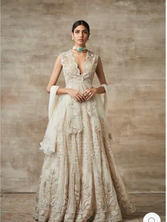 Ridhi Mehra Other - Gold/Cream Ridhi Mehra Lehenga with Deep V Bodice